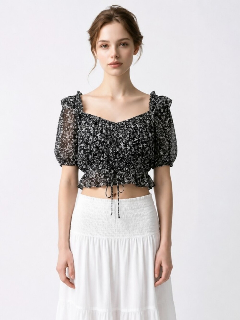 LoveShackFancy Silk Ruffle Crop Top